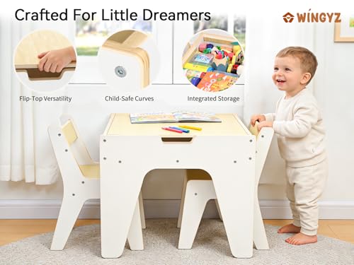 4-in-1 Kids Activity Table and 2 Chairs Set with Storage for Sensory Play