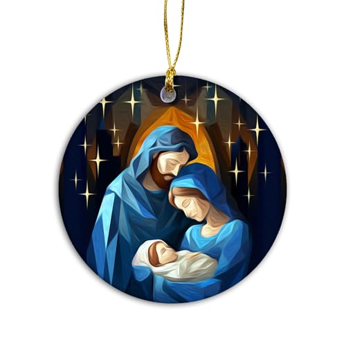 Starry Nativity Holy Family Ornament – SunSky Gallery Religious Christmas Tree Décor