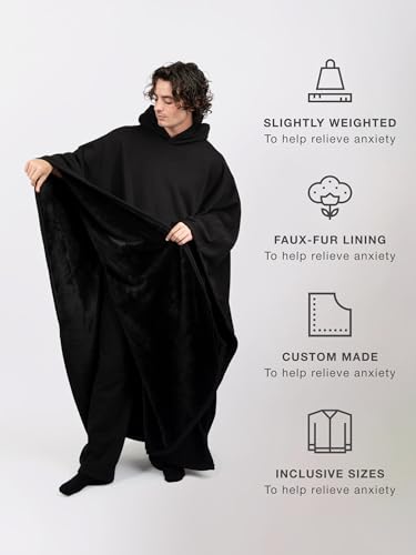 Oversized Weighted Hoodie Cloak with Ultra-Soft Faux Fur Lining