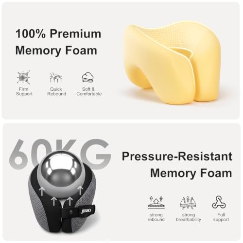 Ergonomic Memory Foam Travel Neck Pillow with Chin Support