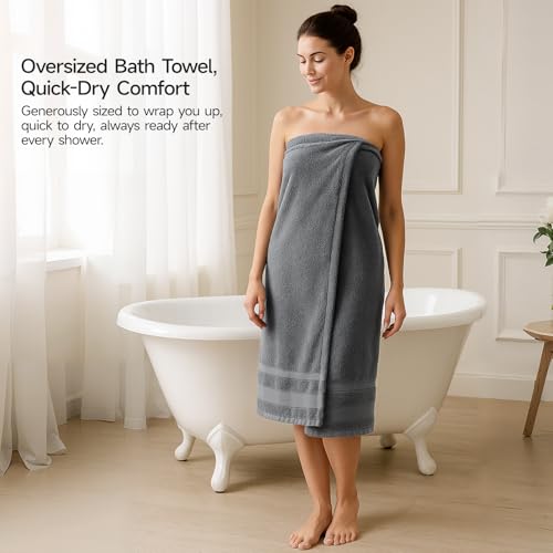 Oversized 100% Cotton Bath Towels - 35 x 70 Inch Absorbent Sheets, Set of 2