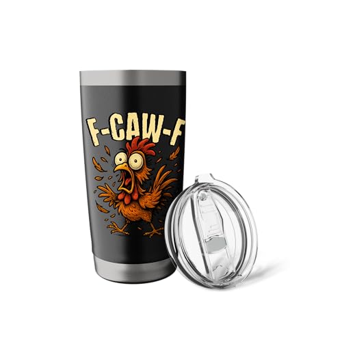 20oz Black Stainless Steel Insulated Tumbler with Rooster Meme Design