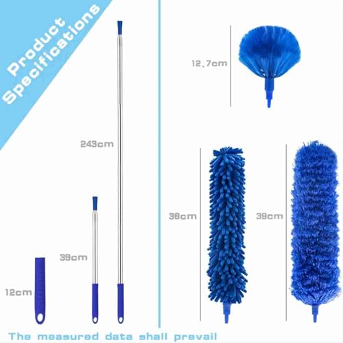 Cobweb Duster with 15-100 Inch Extension Pole & 3 Washable Heads