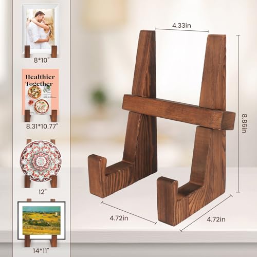8.8-Inch Rustic Wooden Plate Stand for Display, Picture Frame Easel