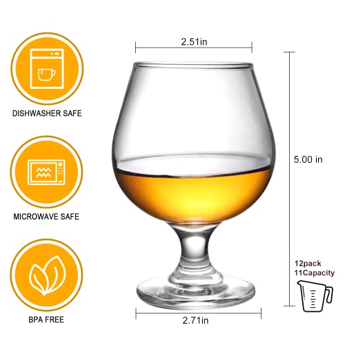 12-Pack Crystal Brandy Snifter Glasses 11oz - Elegant Tasting & Drinking Glassware