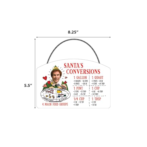 Elf Movie Santa's Conversions Hanging Wood Measuring Sign
