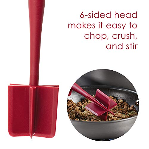 Rachael Ray Tools and Gadgets Lazy Crush & Chop, Flexi Turner, and Scraping Spoon Set / Cooking Utensils - 3 Piece, Red