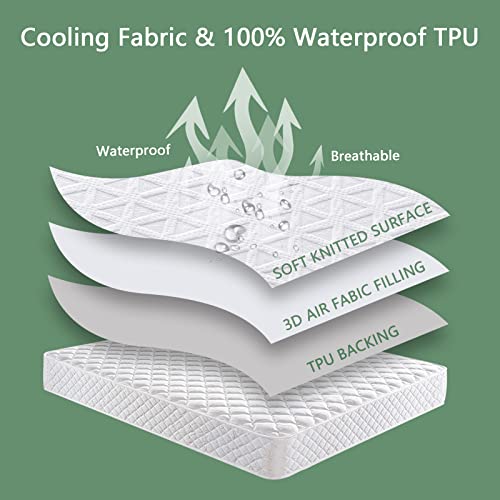 GOPOONY Queen Waterproof Cooling Mattress Protector - Deep Pocket Bed Cover