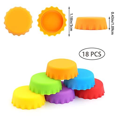 18-Piece Silicone Bottle Caps Reusable Sealers for Beer and Soda