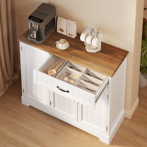Kitchen Coffee Bar Cabinet - Sideboard Buffet with Drawers & Shelves