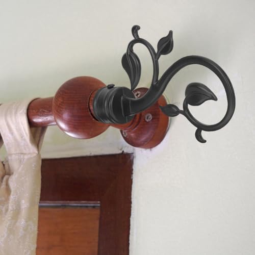 Decorative Metal Curtain Rod Finials, Black Aluminum Alloy Ends - 2 Pack