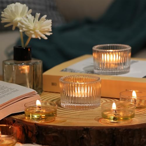 Clear Votive Candle Holders - 24 Pack Glass Tea Light Holders for Home Decor & Weddings