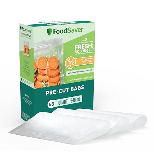 Quart Pre-Cut Vacuum Seal Food Storage Bags, Easy-Tear (43 Pack)