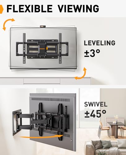 Full Motion TV Wall Mount for 42–86 Inch TVs, Heavy-Duty Articulating Arm