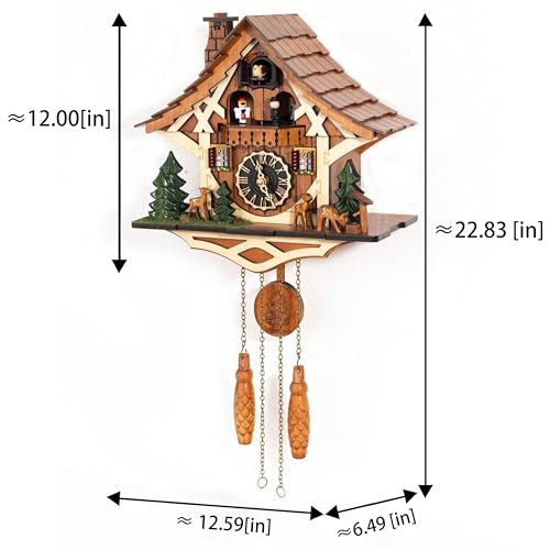 Handmade Wooden Cuckoo Clock with Automatic Night Silence and Volume Control