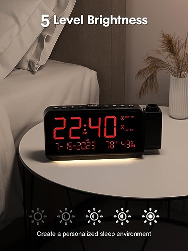 Digital Projection Alarm Clock with Ceiling Projector and Temperature Display