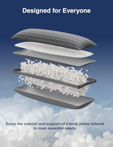 Long Body Pillow with Adjustable Shredded Memory Foam - 20x54 Inch
