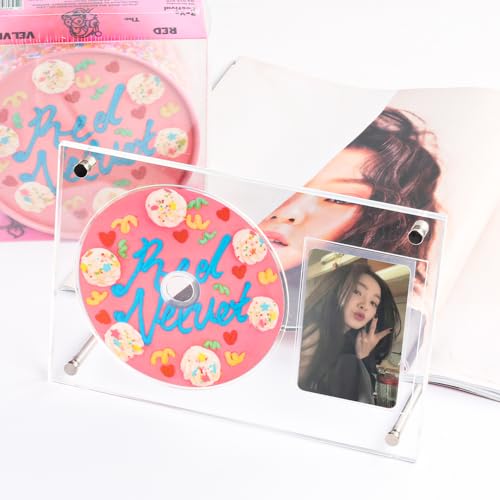 Acrylic Photocard and CD Display Stand, Clear Desktop Holder Case