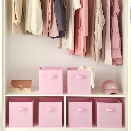 Pink 11-Inch Cube Storage Bins 6-Pack Collapsible Organizer Baskets