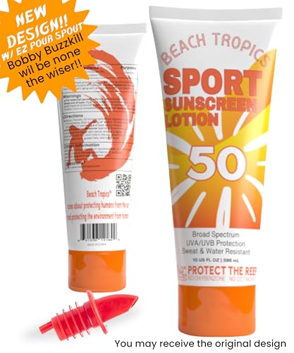 Jokel Sunscreen Flask 2-Pack 10oz Discreet Liquor Disguise Bottles for Cruises & Festivals