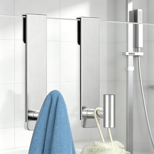 7.5-Inch Over-the-Glass Shower Door Hooks - Rustproof Stainless Steel, 2-Pack