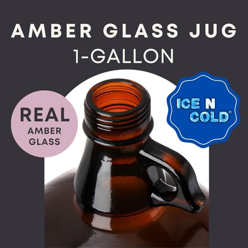1 Gallon Amber Glass Jug with 38mm Airtight Screw Cap - 6 Pack