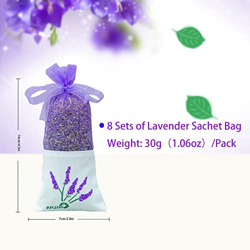 8-Pack Dried Lavender Sachets for Drawers and Closets, Natural Air Freshener