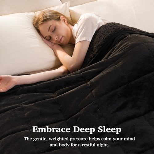 Weighted Blanket for Adults - 15 lbs Queen Size 60x80" Sherpa Fleece