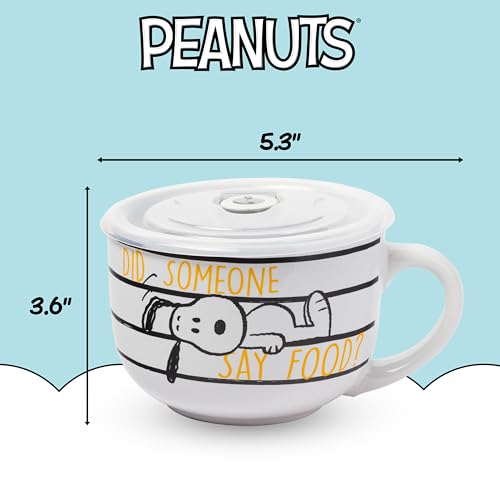 Peanuts Snoopy Did Someone Say Food Ceramic Soup Mug 24oz with Vented Lid - Silver Buffalo