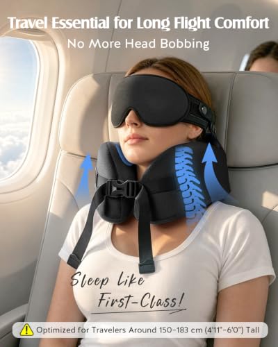 Travel Neck Pillow with 3D Sleep Mask for Long Flights