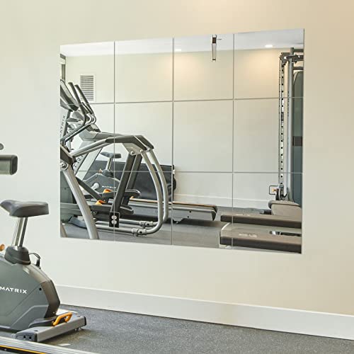 12x12 Inch Frameless Glass Mirror Tiles - DIY Wall Mounted Set (12 Pack)