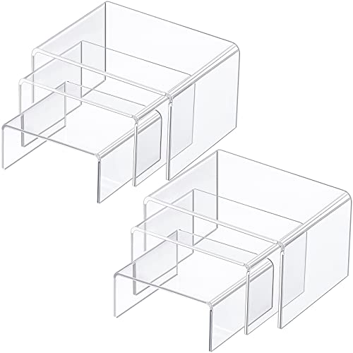 Clear Acrylic Display Risers, 6-Piece Set for Jewelry, Cupcakes & Desserts