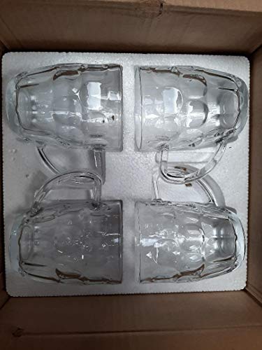 20 oz Dimple Glass Beer Mugs, Set of 4
