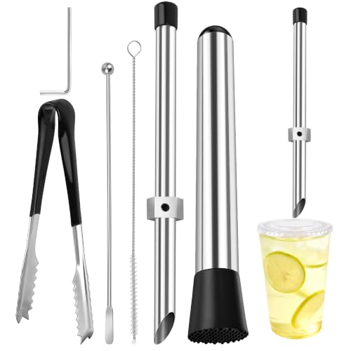 Stainless Steel Drink Straw Hole Puncher Set with Muddler and Accessories