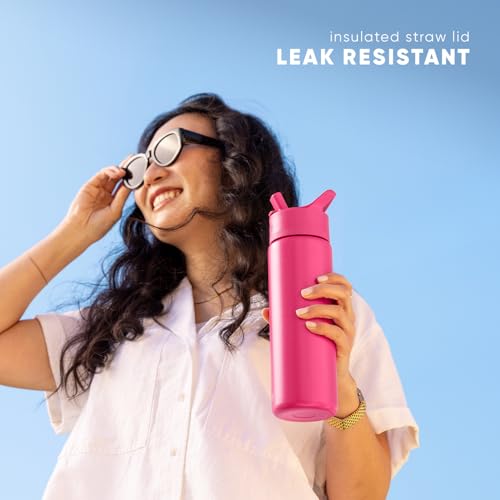 22oz Insulated Stainless Steel Water Bottle with Straw - Tie Dye