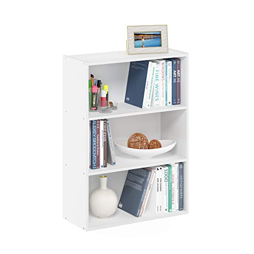 3-Tier Wooden Bookshelf Small Open Display Storage Shelves, White