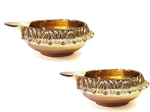 Pure Brass Kuber Diya Oil Lamps (Set of 10) for Pooja & Diwali Decor