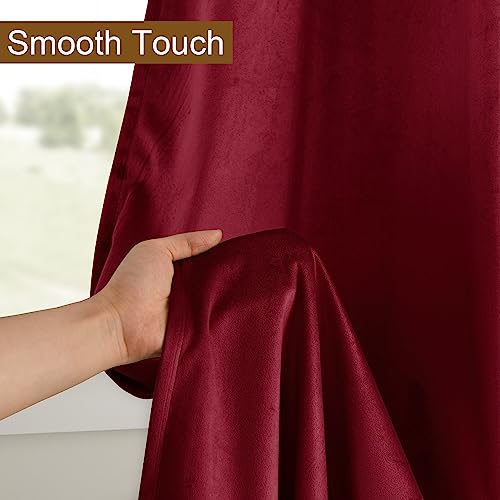 DWCN Velvet Curtains 52x84 Wine Red – Set of 2 Tieable Panels