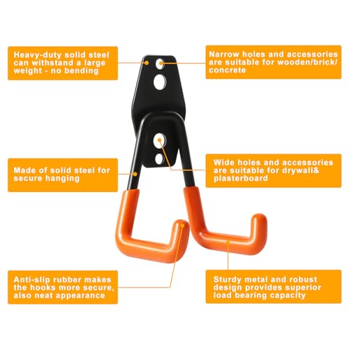 Heavy Duty Wall Hook 2 Pack Garage Tool Organizer & Storage Hanger