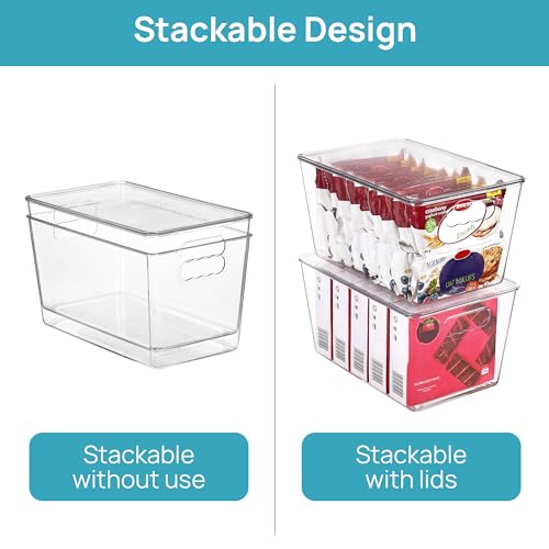 Vtopmart 6 Pack Clear Stackable Storage Bins with Lids & Handles