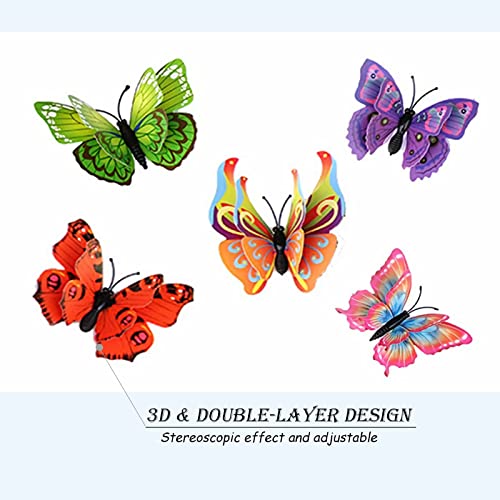Opseam 3D Butterfly Wall Decor Stickers with Magnets - 24 Pack Waterproof PVC