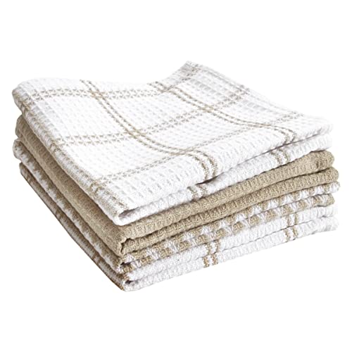 100% Cotton Waffle Dish Cloths 12x13 Inch - Absorbent Kitchen Towels (4-Pack)
