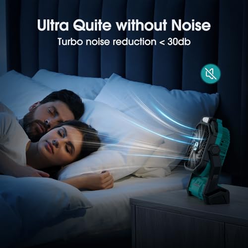 Portable Battery Operated Fan with LED Lantern and 20000mAh Cordless Power