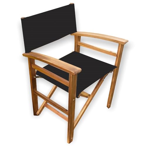 Patio Wise Wooden Folding Director's Chair - Indoor & Outdoor Portable Seating