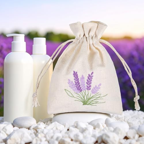 10-Pack Small Canvas Sachet Bags with Drawstring, 5.5 x 4 Inch