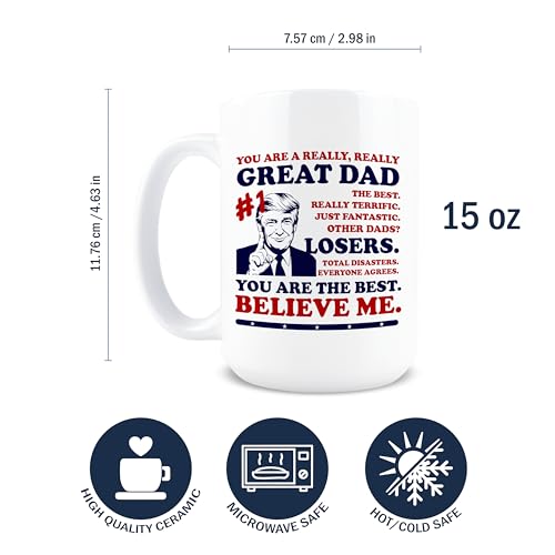 Dad Coffee Mug - Funny Trump Best Dad Ever 15oz Ceramic Gift for Men