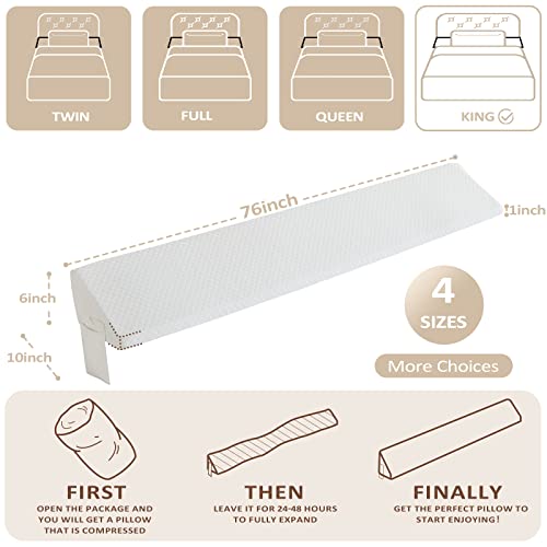King Size Bed Wedge Pillow - Triangle Gap Filler for Headboard