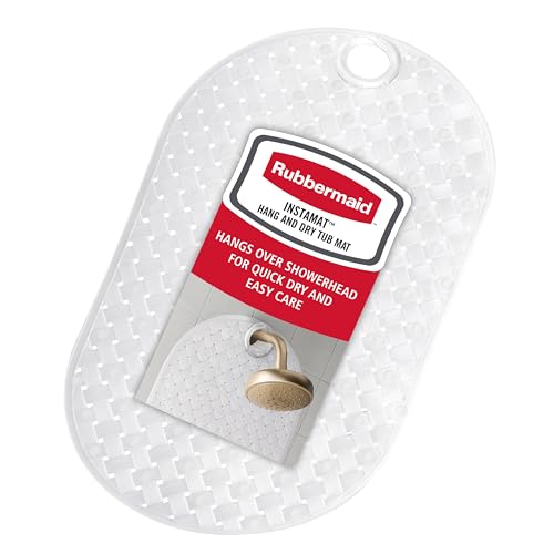 Non-Slip Bath Tub Shower Mat with Suction Cups and Quick-Dry Hook, 27x15 In