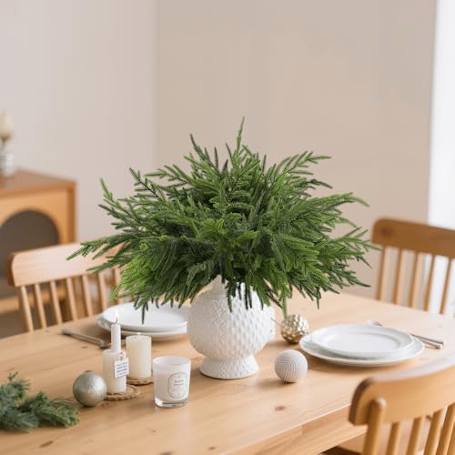 8Pcs 24 Inch Real Touch Norfolk Pine Branches Faux Greenery for Christmas Decor