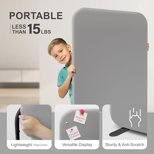 Portable Standing Room Divider, 29x65 Inch Steel Privacy Partition Panel